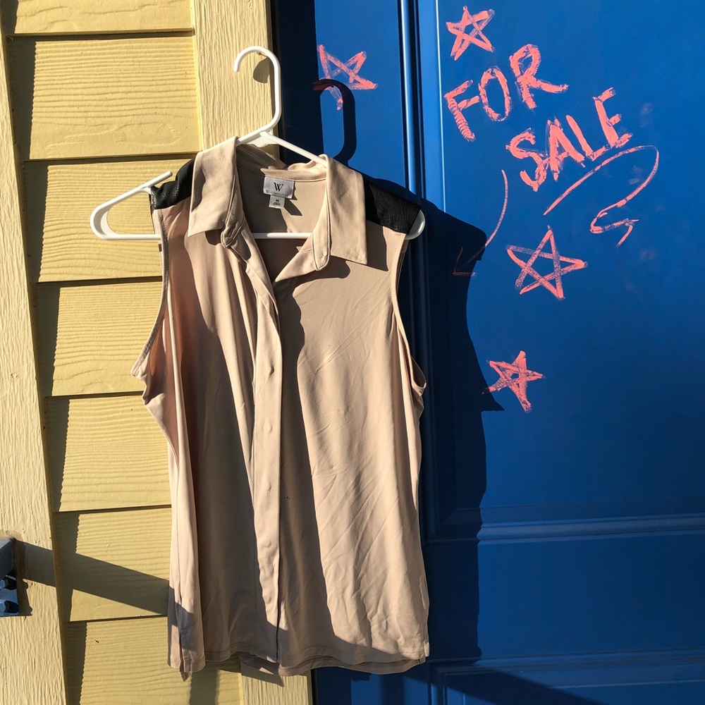 Beige and black dressy tank top